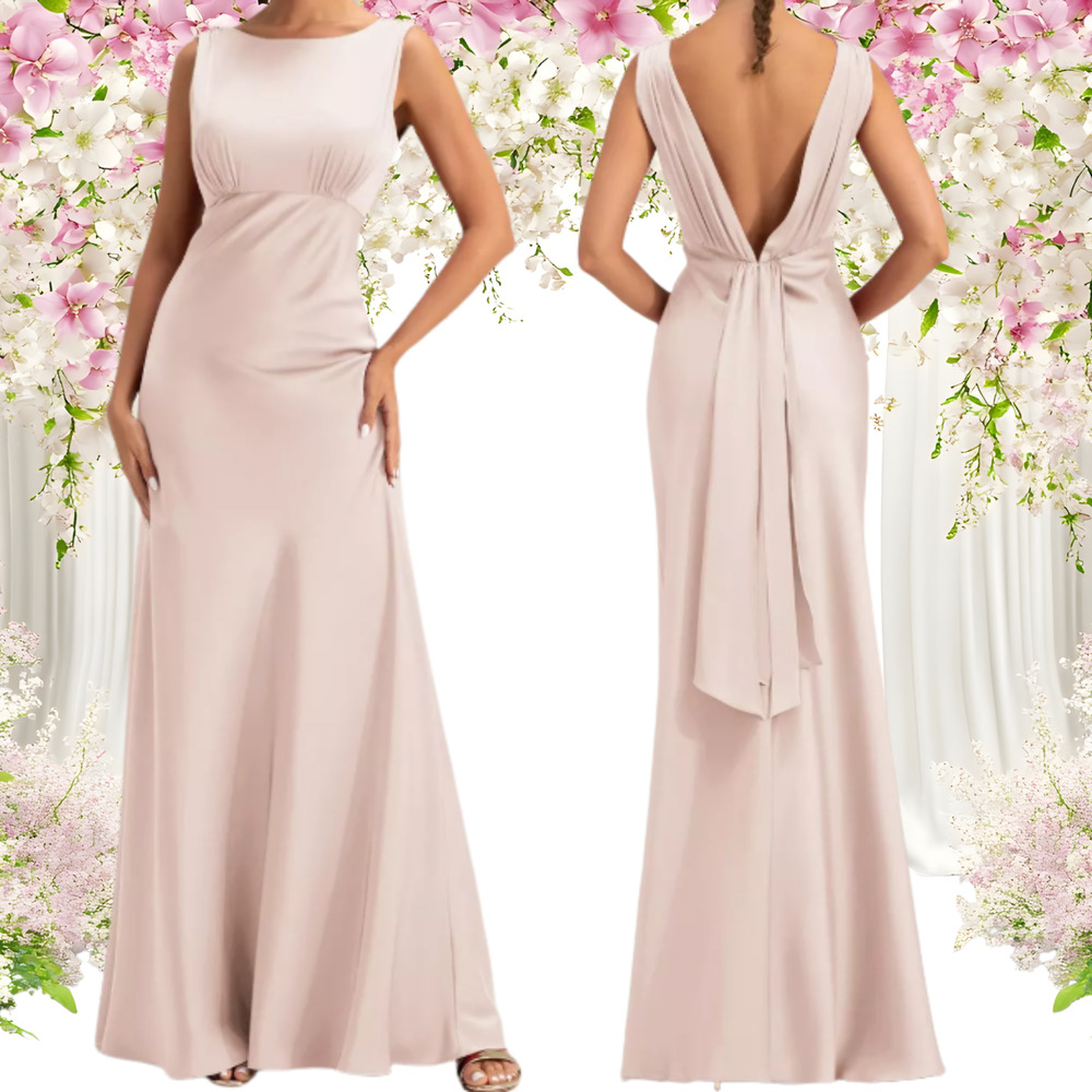 AW BRIDAL 10 L apricot pink Keira wedding gala formal party maxi dress NEW B129